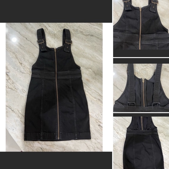 Free People Black Jean Overalls Dress - Picture 2 of 8